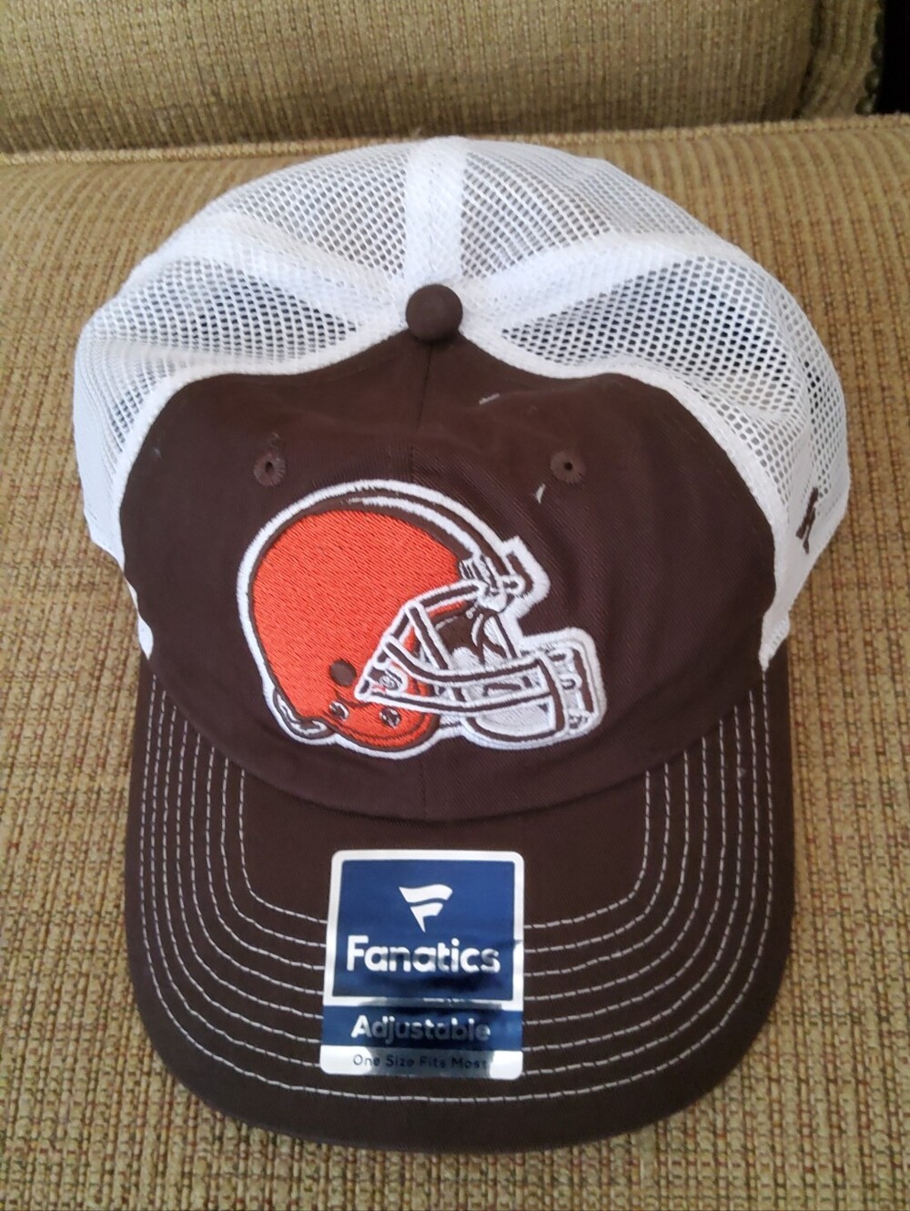 Cleveland Browns Fanatics Adjustable Trucker Hat Brown White Mesh NFL